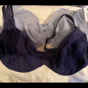 Two Chantelle Lace bras. Light blue & Navy